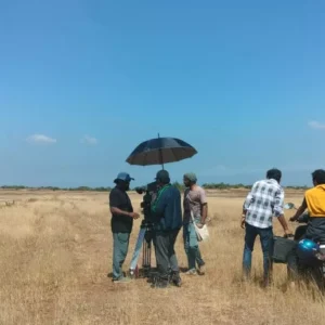 Behind-the-scenes on the set of "Marvel of Memories" featuring cast and crew preparing for a pivotal scene.